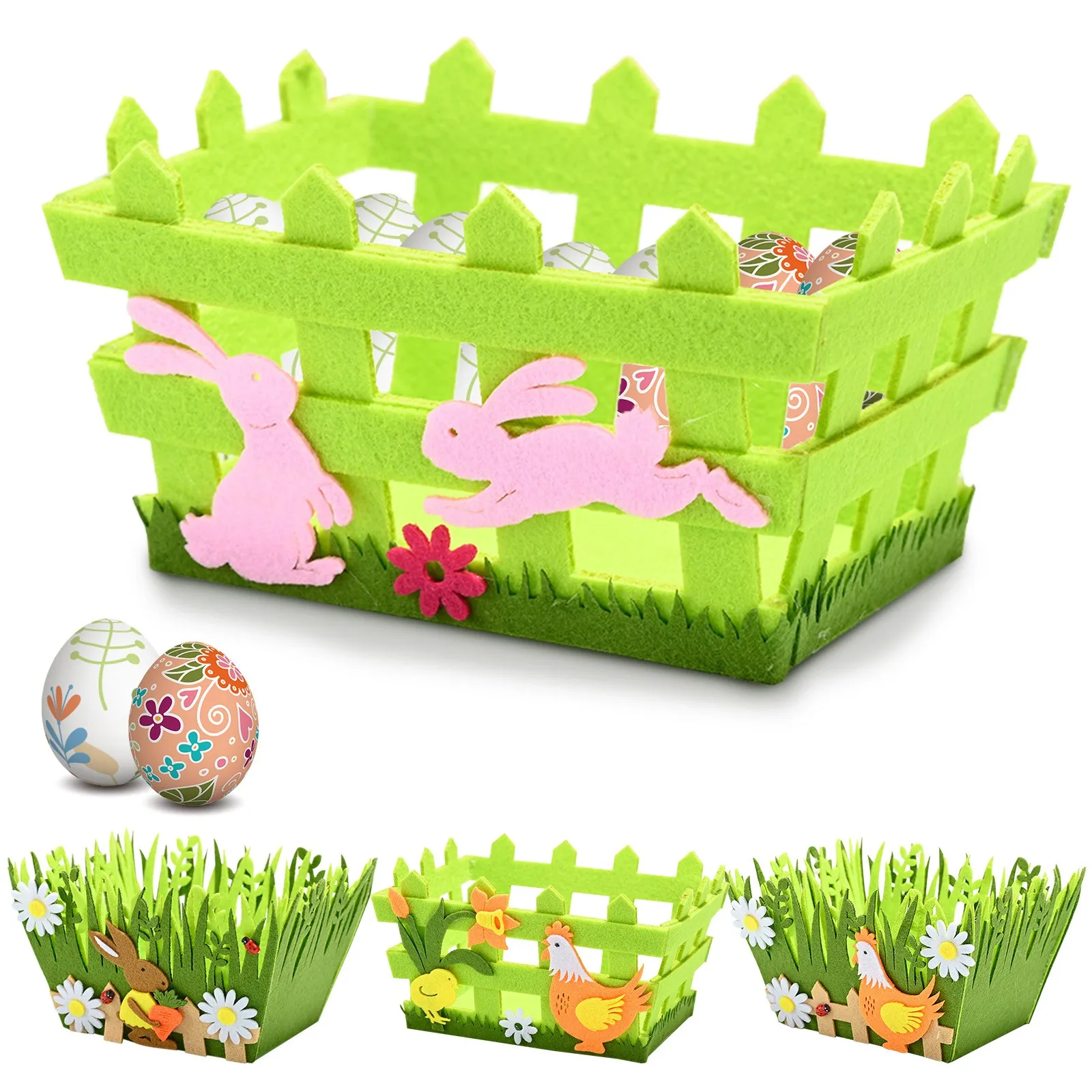 Bag Basket Fabric Storage Pouch Creative Easter Storage Candy Children Non-Woven Gift Decoration Candy Basket Small Ornament Set 5