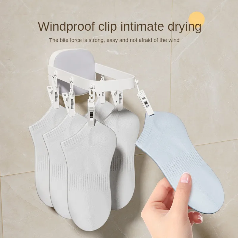 Folding Hanger Punch-Free Household Hanger Clothes Drying Wall Hanging Bathroom Indoor Balcony Sock 2
