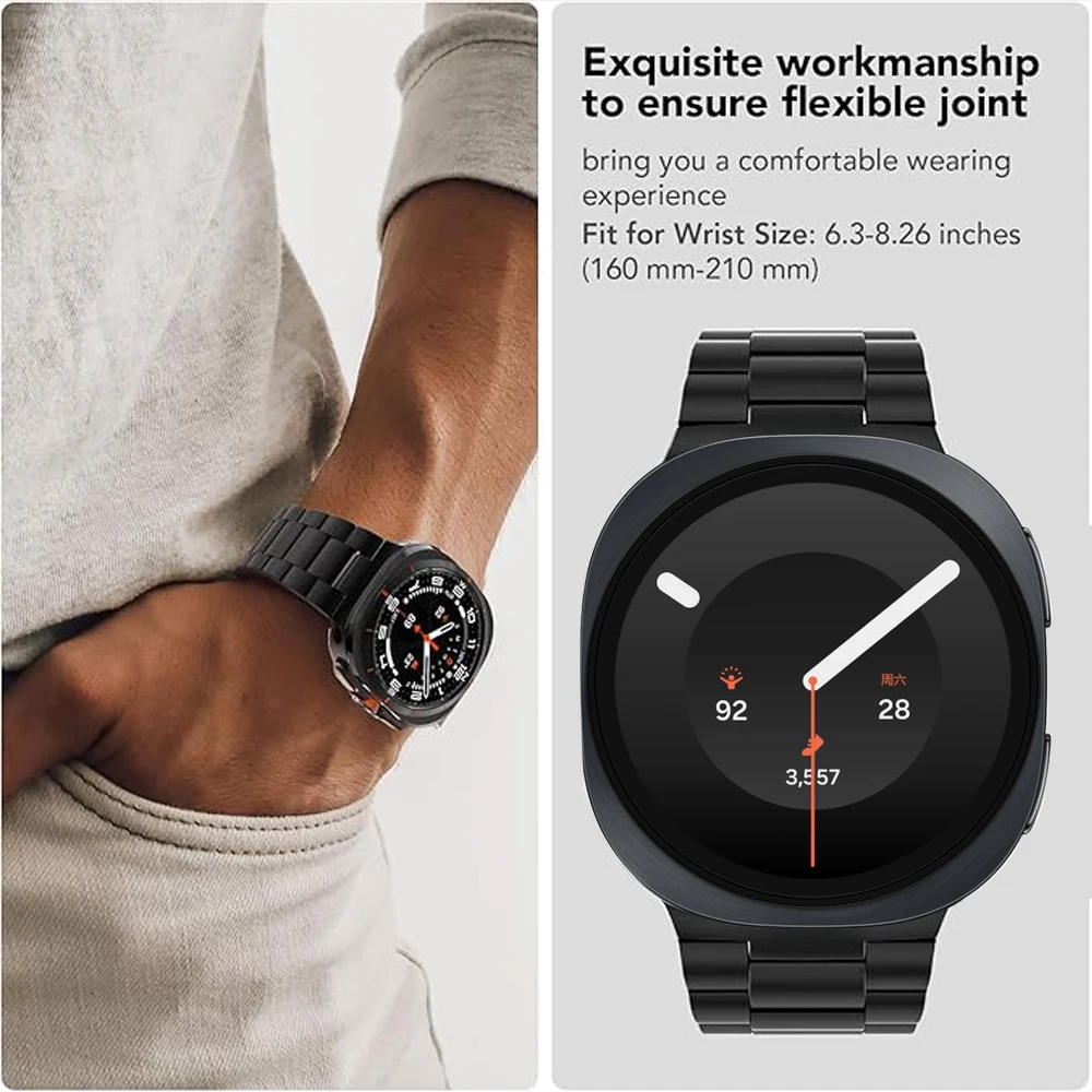 Premium Stainless Steel Watch Strap - Adjustable Metal Bracelet