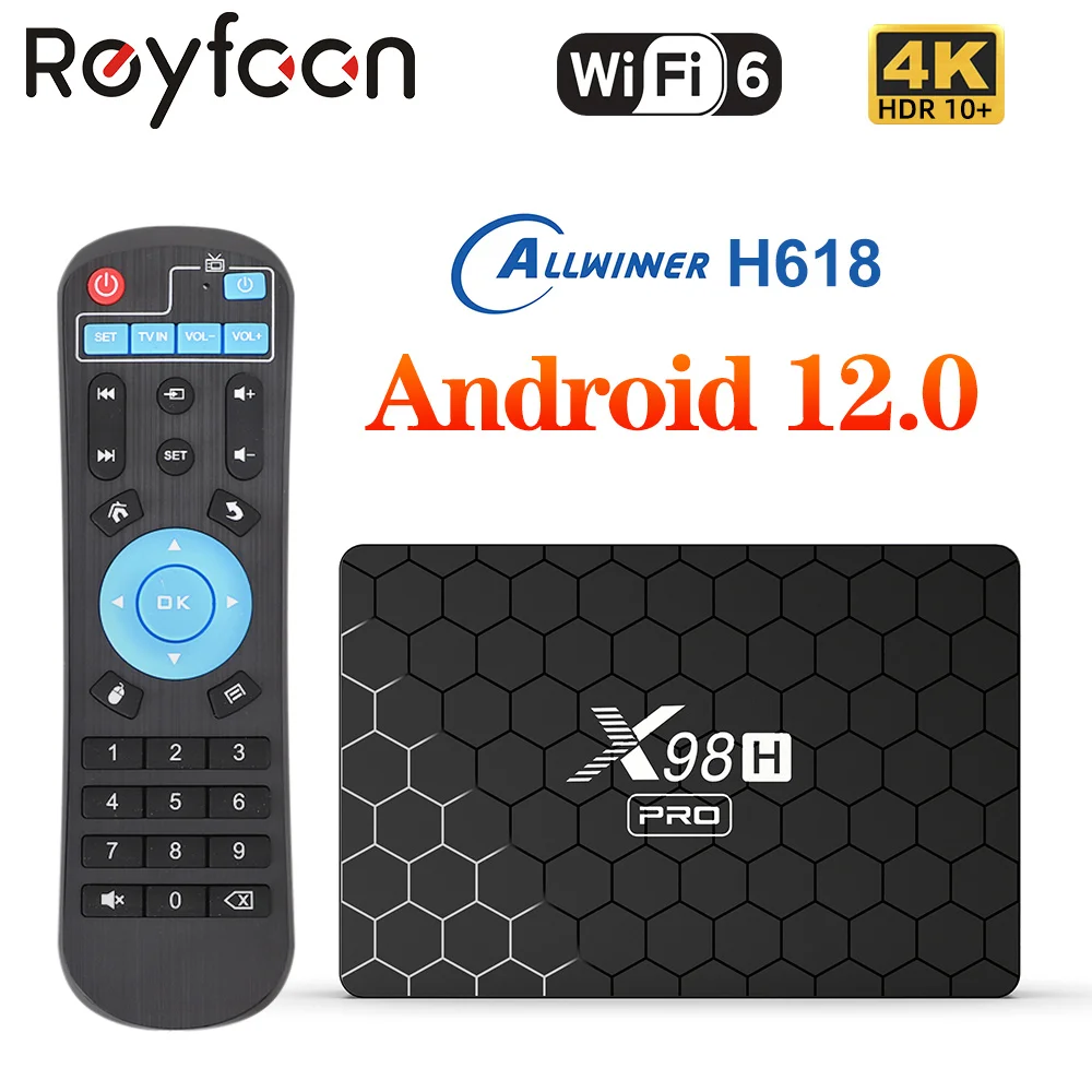 Boîtier Smart TV X98H Pro, Android 12.0, Allwinner H618, 4K, WiFi 6, 1000M,  Android 12, Lecteur