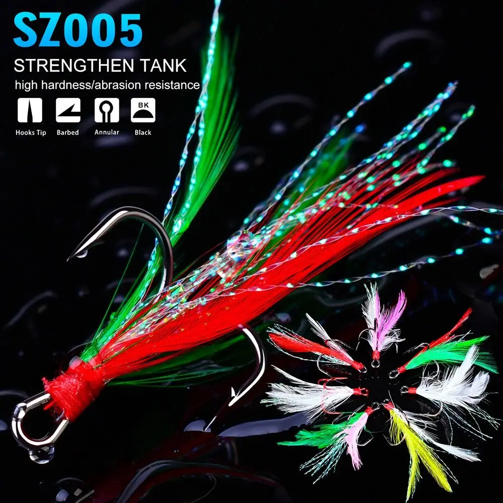 

Fishing Hook High Strength Hook Blood Tank Three Hook Three Claw Hook Fishing Treble Hooks Three Fish Hook Feathers Treble Hook