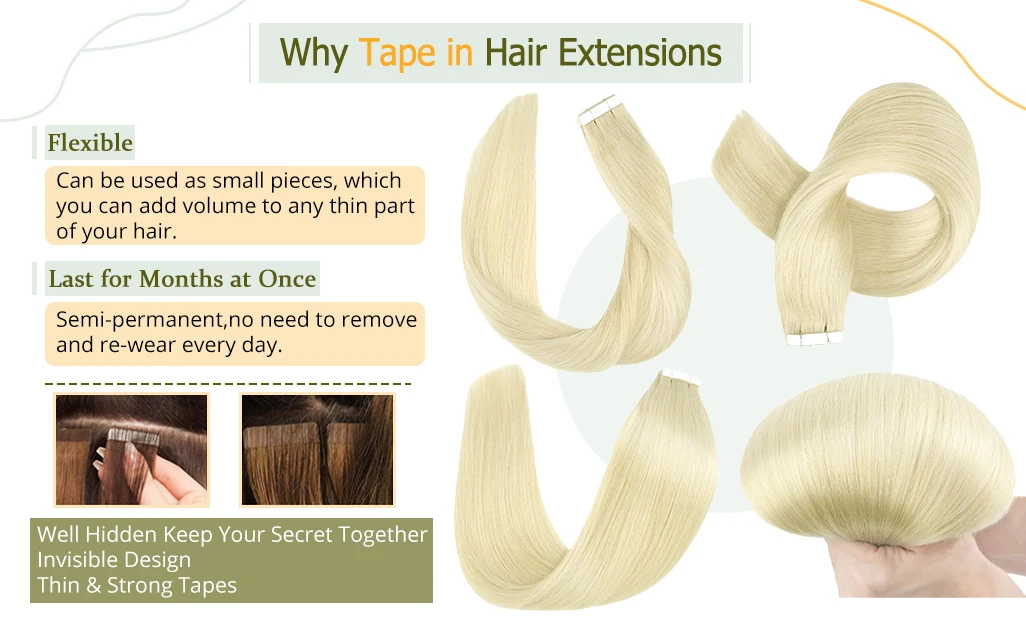 AW 12''-28'' Tape In Human Hair Extensions Straight Seamless Invisible Natural Machine Made Remy Adhesive Glue On Hair Extension