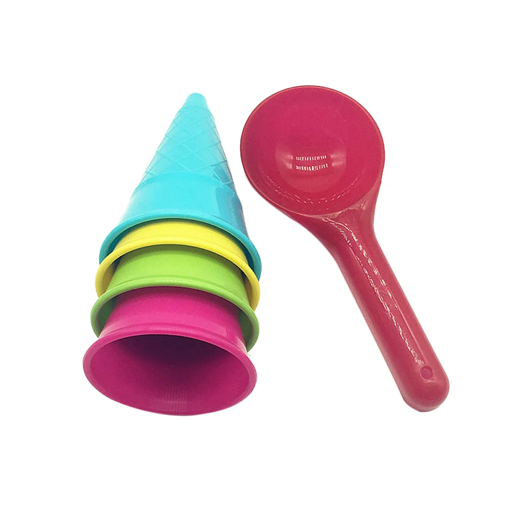 

Sand Toys Set 5 Piece Bundle 4 Cones and Scoop Kids Play Sand Kits Sandbox Toys Birthday Gift for Summer Pool Beach Play