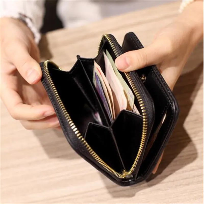 Women's Wallet Fashion Short Buckle Contrasting  Folding Wallet Purse Purse  - Wallets - Aliexpress