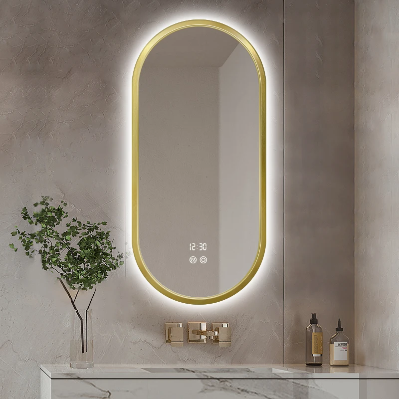 Gold Frame Oval Mirror Nordic Modern Design Bathroom Mirror Light