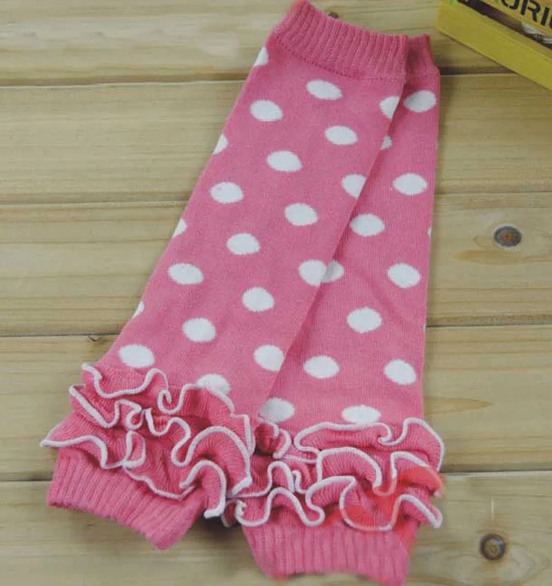 Cotton Pink Black White Red Grey Polka Dots Ruffle Baby Leg Warmer For Girls Boys