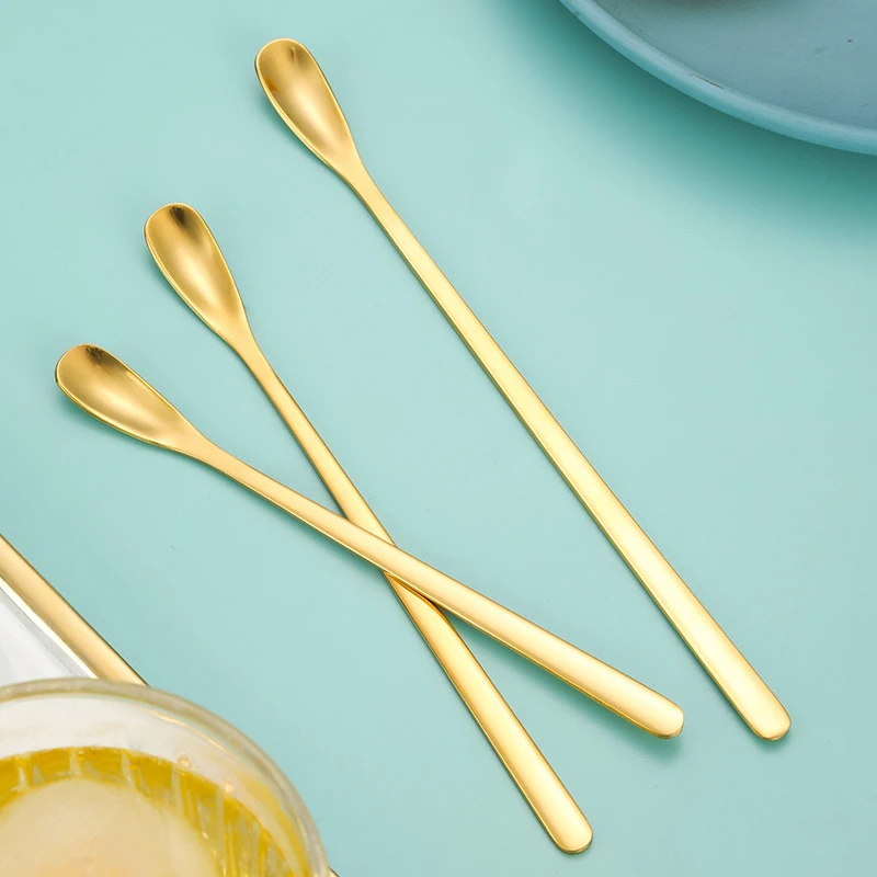 Stainless Steel Coffee Spoon Ice Cream Dessert Tea Stirring Spoon For Picnic Kitchen Accessories Bar Tools Long Handle Spoon