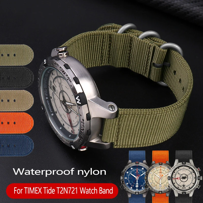 Per Timex Tide Canvas Cinturino Convesso Bracciale Bussola Maschio T2N721 T2N720 Tw2T76500 Tw2T76300 Cinturino In Nylon 24*16Mm