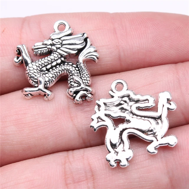 60pcs Charms Wholesale 23x22mm Dragon Charms Wholesale Antique Silver Color  Pendant For Jewelry Making DIY Jewelry Findings