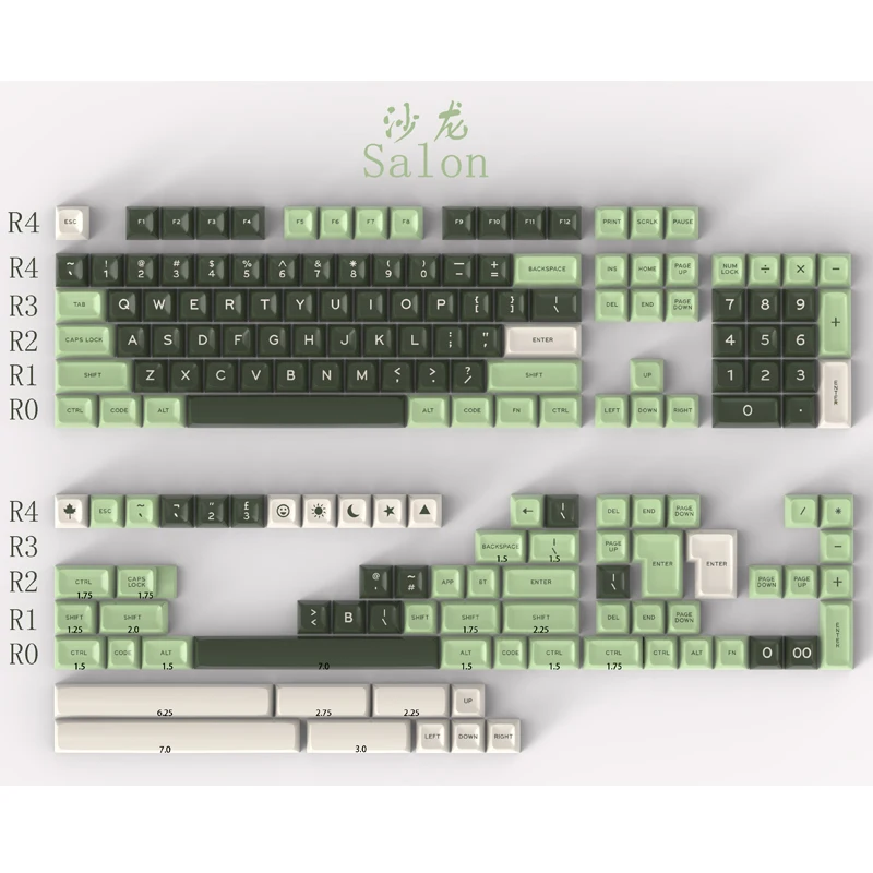 

173 Keys Double Shot Green Keycaps SA Profile ABS Mechanical Keyboard Keycap For MX Switch 1.75U Shift ISO Enter 61/87/104/980