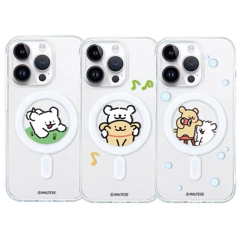 Kawaii Line Puppy Cute Cartoon Couple For MagSafe Creative Phone Case For