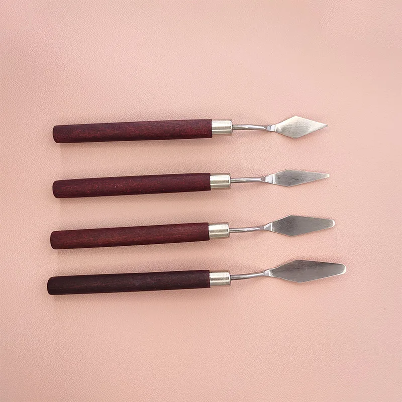 One Set Stainless Steel Oil Painting Knives Artist Crafts Spatula Palette Knife Oil Painting Mixing Knife Scraper Art Tools 7Pcs 6