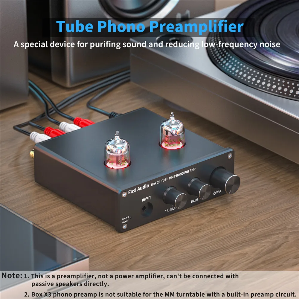 Fosi Audio Bluetooth Phono Preamp für Plattenspieler Phonographen  Vorverstärker Mit 5654W Vakuum Rohr Verstärker HiFi BOX X3 - AliExpress