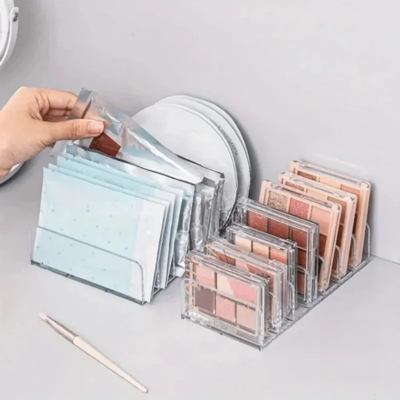 7-Slot Transparent Plastic Cosmetic Organizer Multi-Functional Makeup Holder for Home Office Bathroom Dressing Table Sorting 5