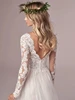 Lace Tulle Long Sleeve Wedding Dress 2022 Boho V-Neck Appliques Bridal Gown For A- Lace Appliques Bride Gown Backless Tulle 2025 4