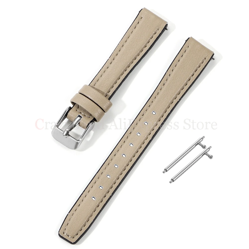 Elegant Thin Cowhide Leather and Silicone Watch Strap - Slim Women's Bracelet