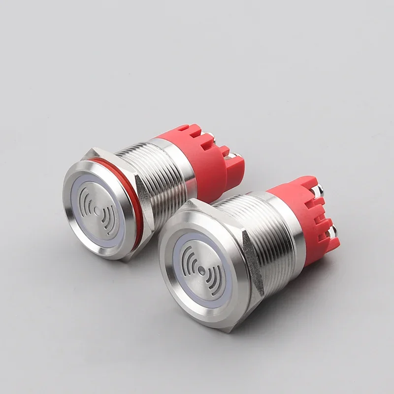 Led Alto Intermitente Piscando Luz de Advertência Campainha Mini Lâmpada Vermelha Alarme Aço Inoxidável Metal 12v 24v 220v 19 mm 22 mm