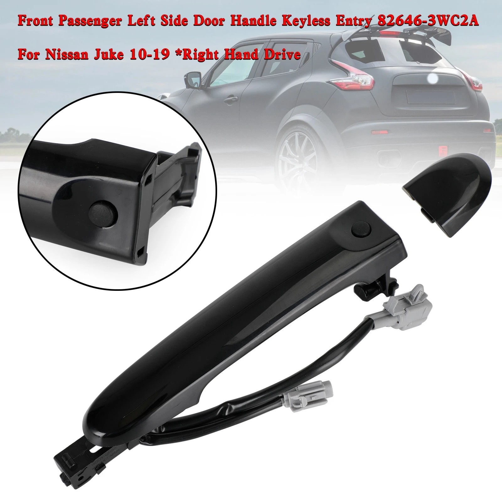 

Artudatech Front Passenger Left Side Door Handle Keyless Entry 82646-3WC2A For Juke 10-19 Car Accessories