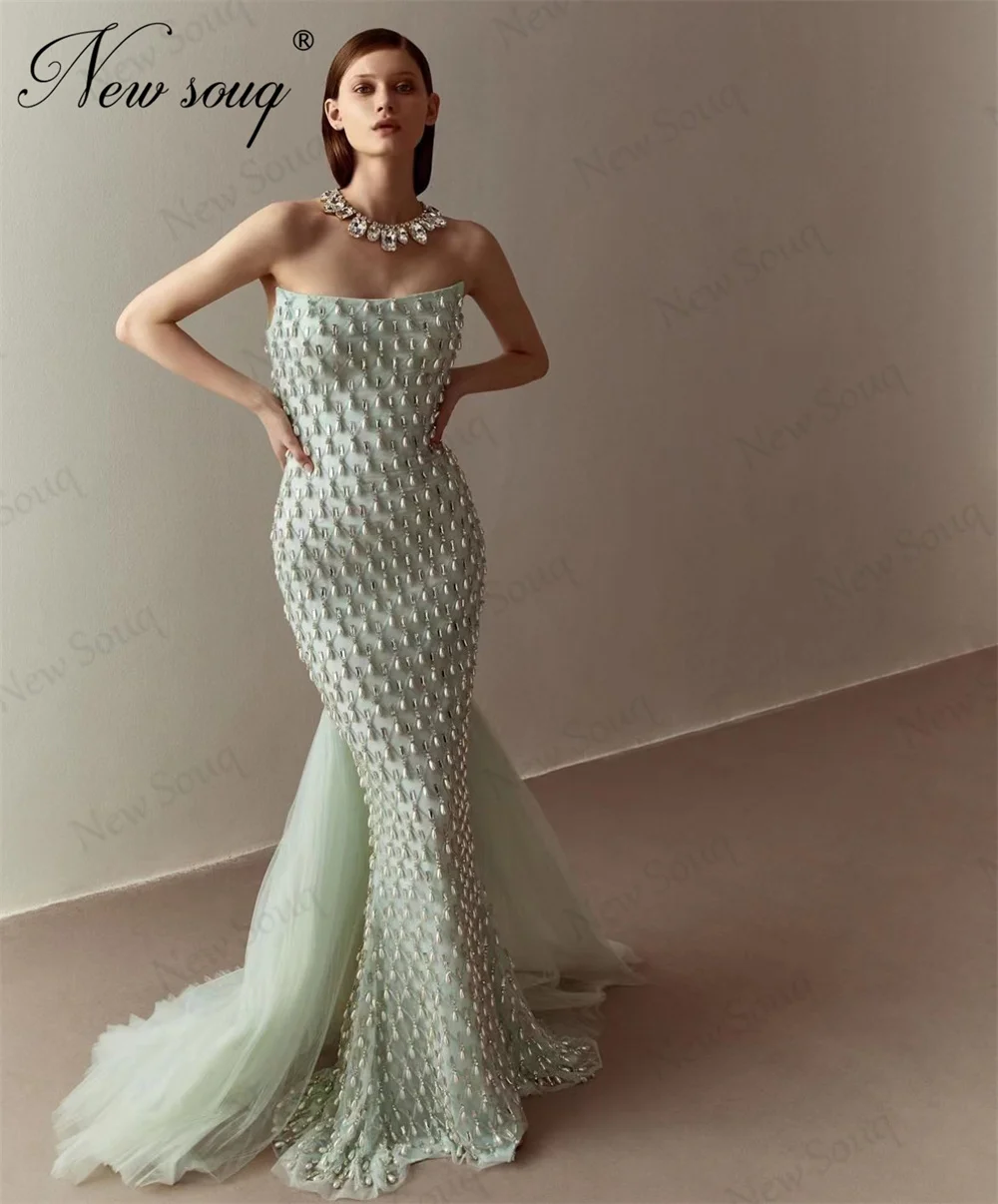 

Gorgeous Mermaid Evening Dresses Full Beaded Crystals Party Dress Long Dubai Coutures Engagement Cocktail Gowns Robes De Soiree