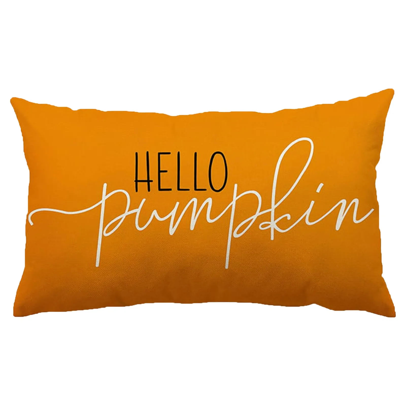 Fall Decorative Pillow Covers 18x18 Inch - Hello Fall Pumpkin Design, Set Of 2 (Linen Fabric) - View #6