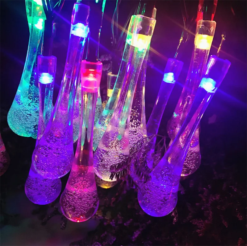 

LED Water Drop Crystal Lamp Fairy String Lights Holiday Party Wedding Christmas 10M Curtain Led Lights Garland Garden Decoration