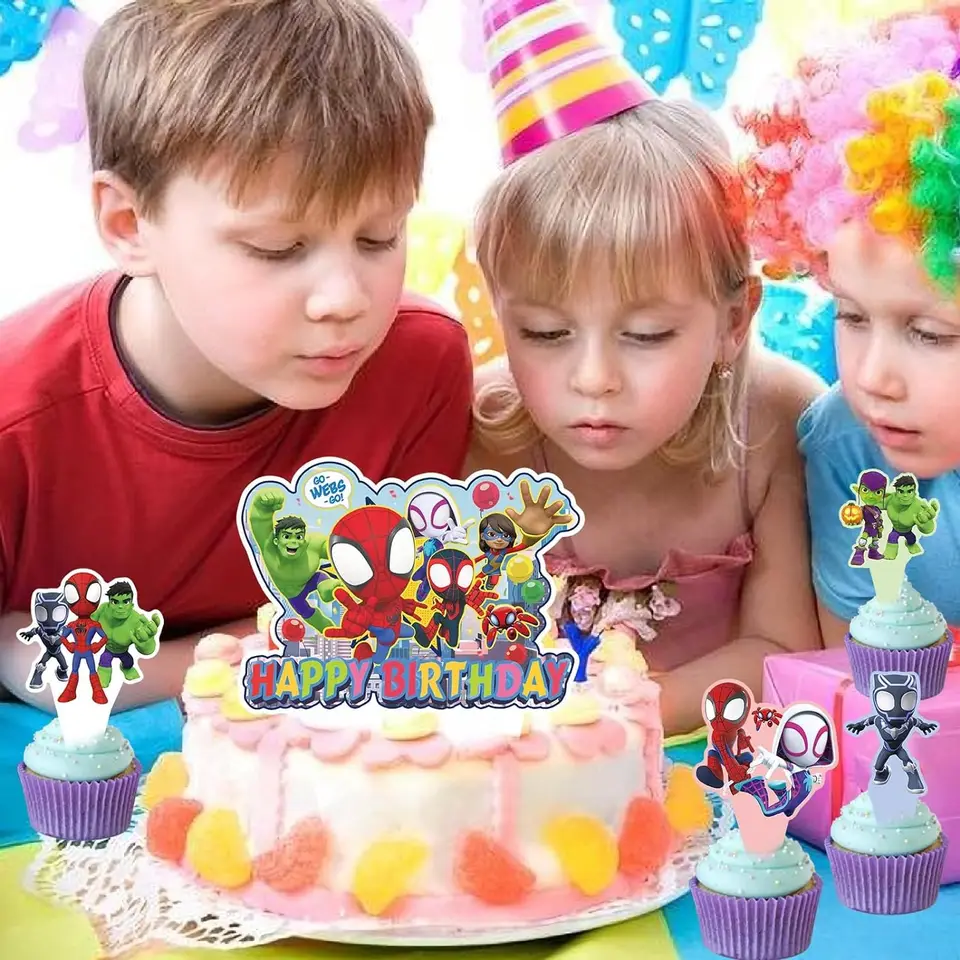 12pc Spidey And His Amazing Friends Cupcake Topper And Cupcake Wrapper Birthday Party Cake Decorate Kids%27 Party Cake Decorate Supplies I.1682609940