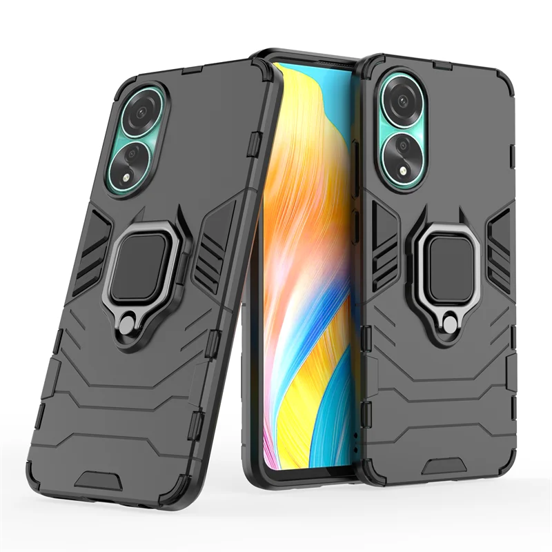 

For OPPO A78 Case Cover For OPPO A78 4G Fundas Shell Shockproof Armor Shell Finger Ring PC Phone Case For OPPO A78