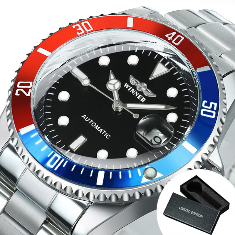 WINNER Classic Luminous Stainless Steel Men's Luxury Automatic Watch
