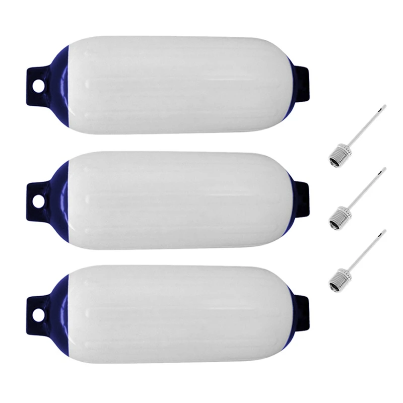 3PCS Inflatable Boat Fender PVC Boat Anchor Bumper Marine Fender for Boat, Sailboat, Cuddy Etc (4.5X16 Inch)