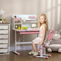 Bureau et chaise Homcom pour +3 ans avec hauteur réglable et table inclinable 80X52X88-109 cm et 35,5X44,5X66-80 cm 2