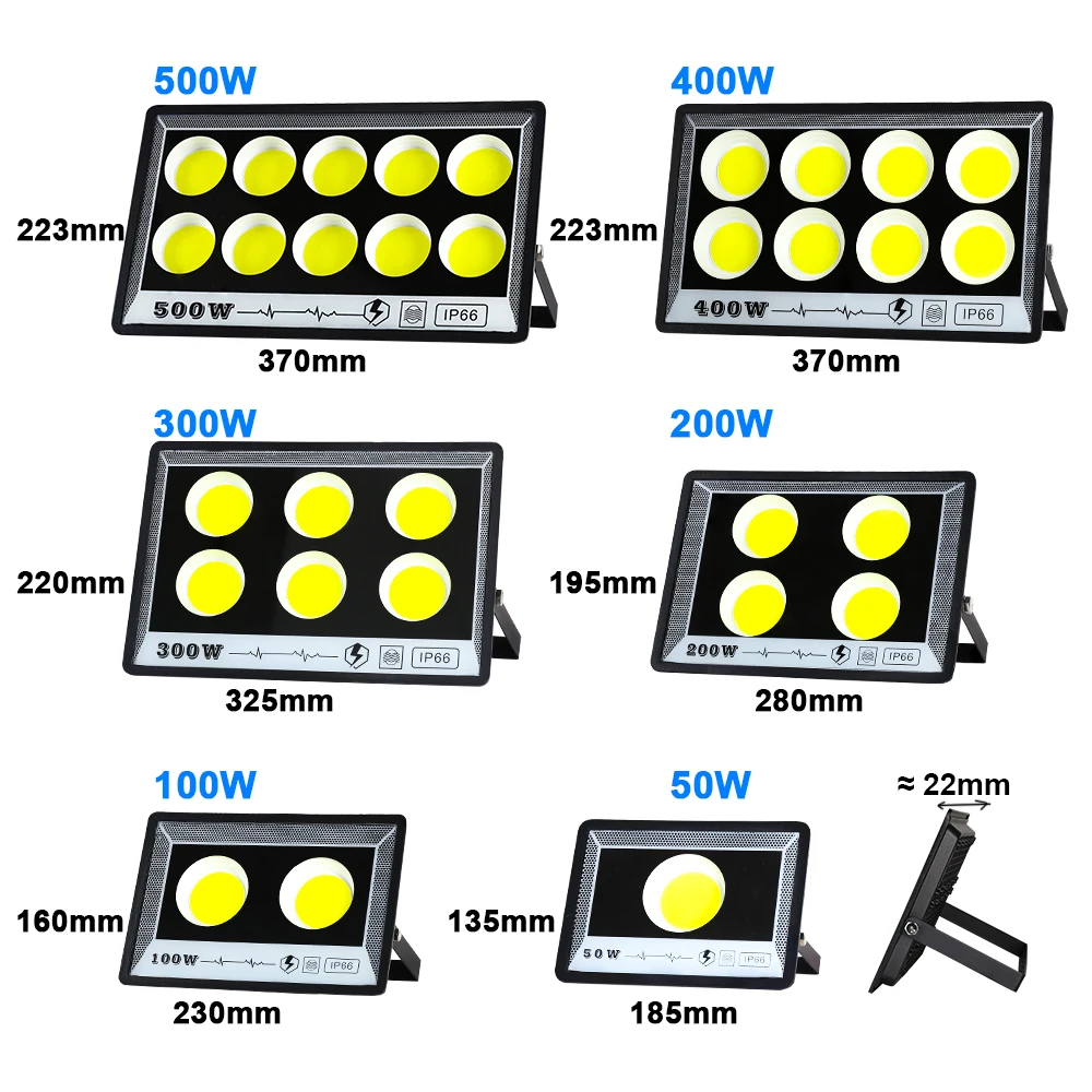 LED 홍수 빛 50W 100W 200W 300W 500W IP65 방수 야외 정원 프로젝터 조명 ??스포트라이트 가로등 LED 투광 조명