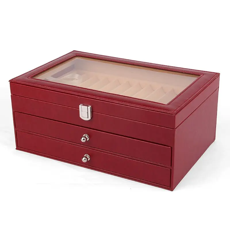 36 Slots Pen Display Box Leather Flannel Pen Organizer Box, Glass Window Pen Display Case Storage Box Pen Collection Display