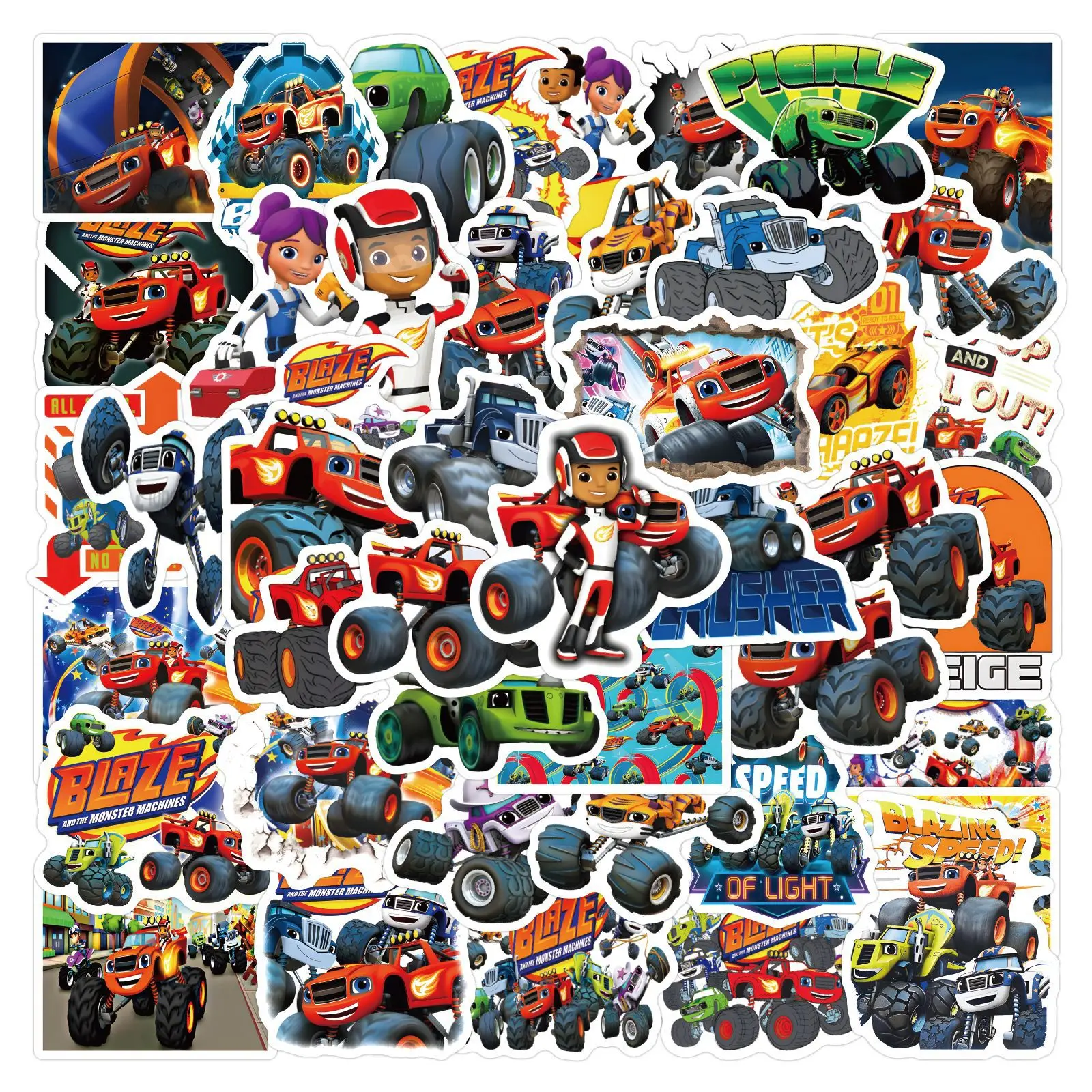 55PCS Monster Truck Blaze Stickers for Scrapbooking and DIY Projects