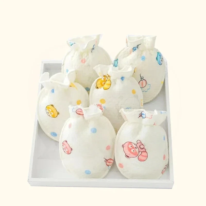5Pairs Gloves Baby Cotton Protect Scratch Skin Anti-Grabbing Gloves Boys Girls Mittens Newborn Baby Soft Comfortable 0-6 Months 2