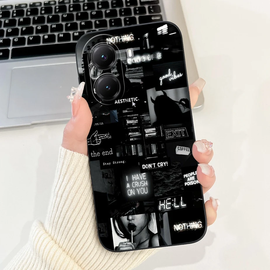 Cute Cat Grid Pattern Soft Silicone Phone Case Cover