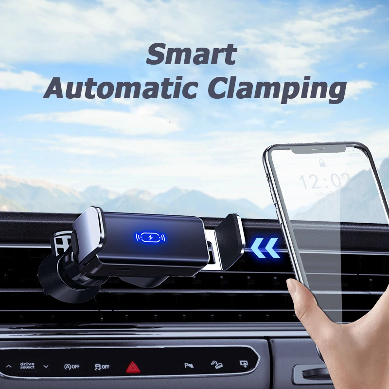 Smart Electric Phone Holder For Car Handsfree Auto Clip Support