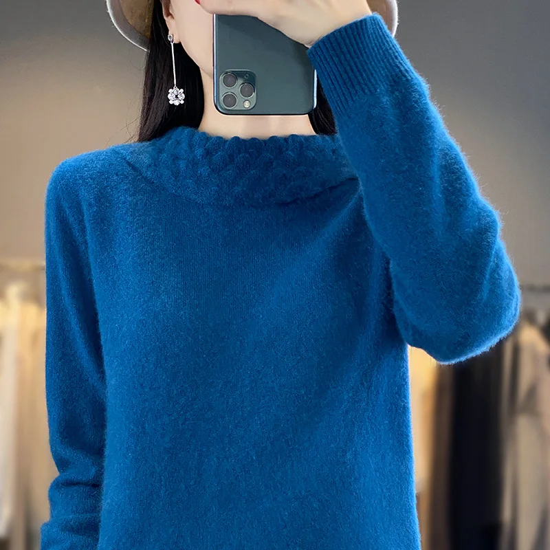 2024 Autumn/Winter Cashmere Sweater Women's Knitted Sweater Long sleeved Pullover Clothing Cashmere Pullover 2