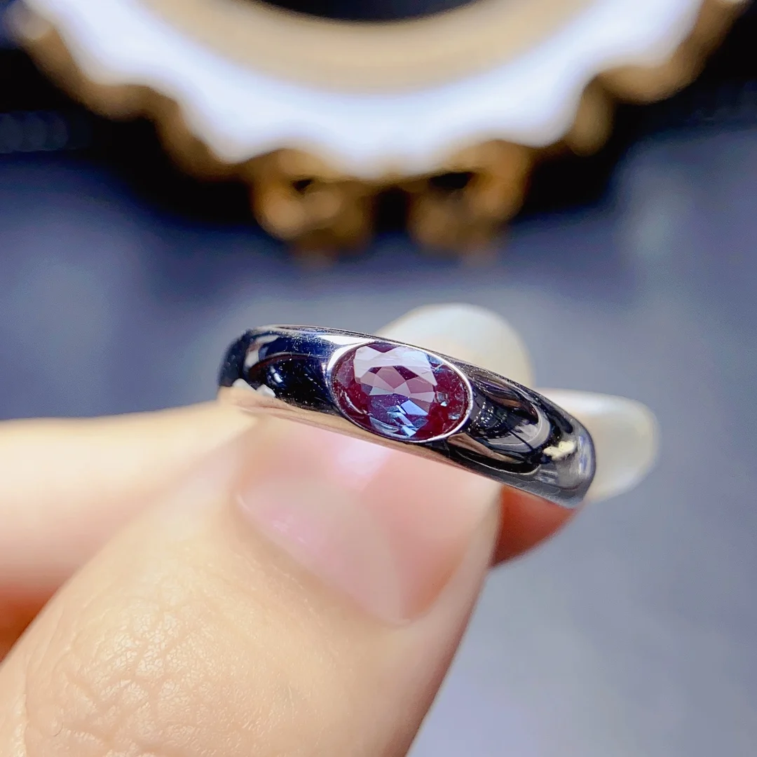 Bague Alexandrite Naturelle En Argent 925 - Pierre Changeante Couleur - Taille 7.5 - Style Art Déco