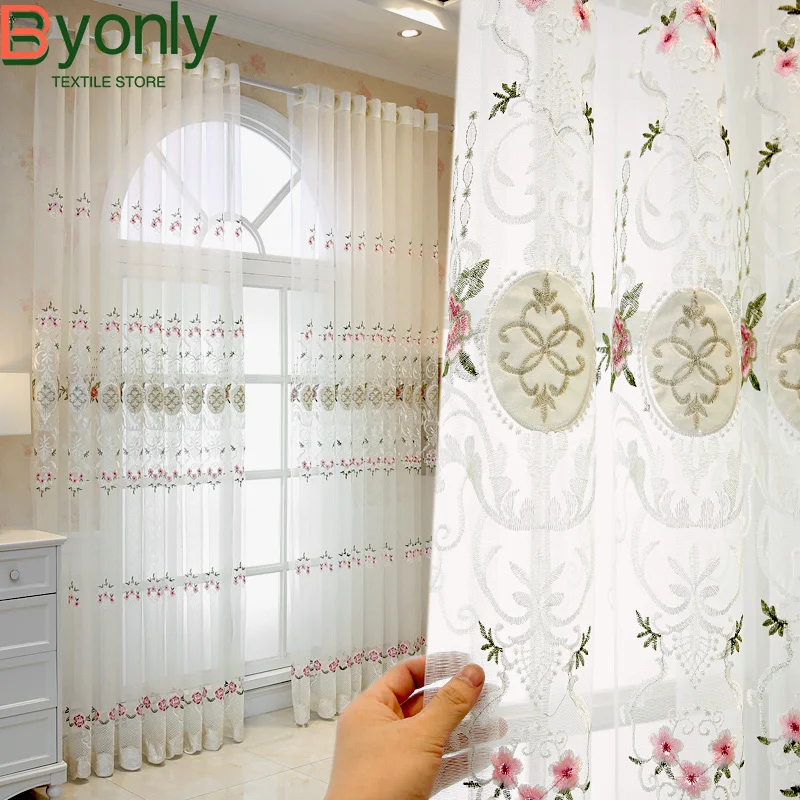

Curtains for Living Room BedroomCustom High-grade Korean Garden Window Floor-to-ceiling Balcony Simple Modern Embroidery Yarn