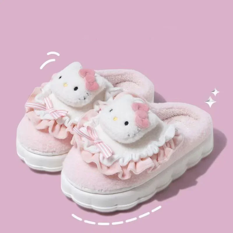 thumbnail image 1 of Zapatillas cálidas de algodón para el hogar, pantuflas cálidas de algodón con dibujos animados de Kuromi, antideslizantes, regalos de Zapatillas de felpa, Kawaii Sanrio, Hello Kitty Cinnamoroll, 1 of 5