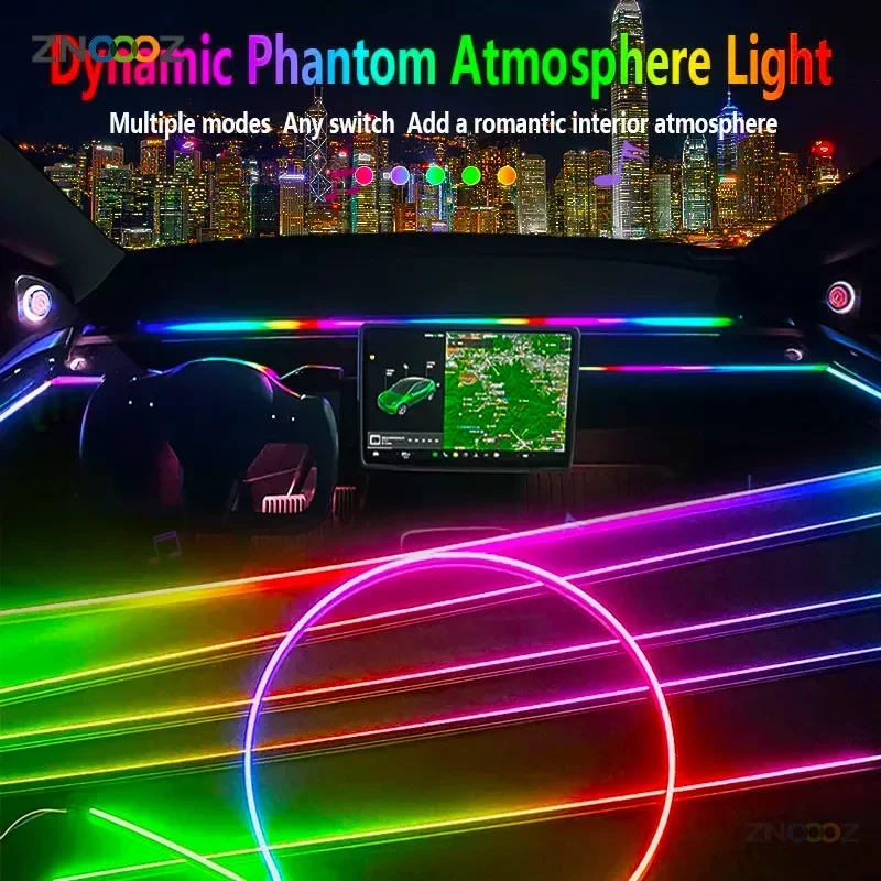 18IN1 Neon Car Interior Ambient Lights APP DIY Control Acrylic Strip Light Guide Fiber Optic RGB Auto Decoration Atmosphere Lamp