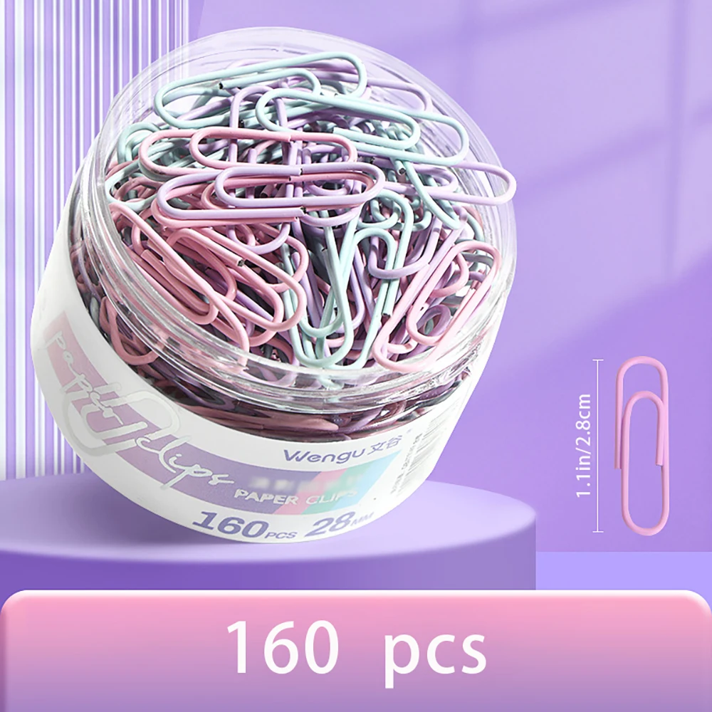 Vibrant Color Paper Clips with Storage Box - Large Bookmark Office Supplies