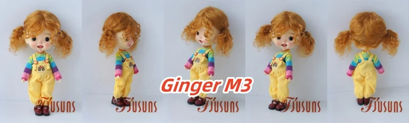 Fjusuns  JD816 Full Sizes  Soft Messy Baby Curly Twins Pony Mohair BJD Doll Wigs