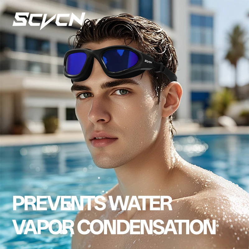 SCVCN Swim Goggles Professional Female Swimming Glasses Electroplate Anti Fog UV Protection Adjustable Adult Swim Eyewear Men