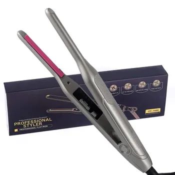 Mini piastra per capelli bigodino per capelli corti piastra in titanio barba matita sottile ferro piatto strumenti per lo styling dei capelli a doppia tensione da viaggio 1