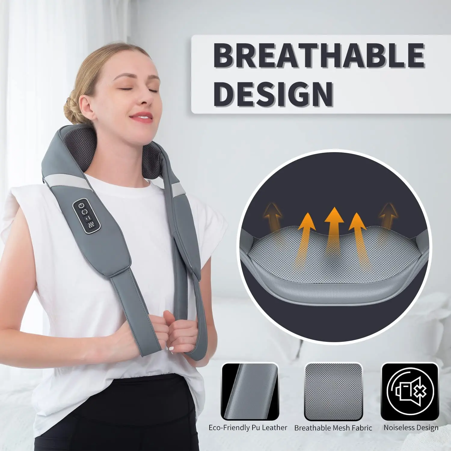 Neck Massager with Heat, Shiatsu Back Shoulder Massager,Gifts for Gray