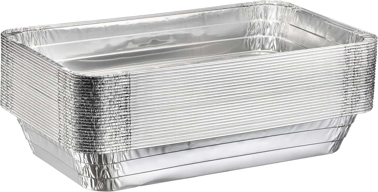 Full Size Deep Steam Aluminum Table Pans-Disposable to go Foil Pans for Chafing, Baking, Storing and Catering Containers