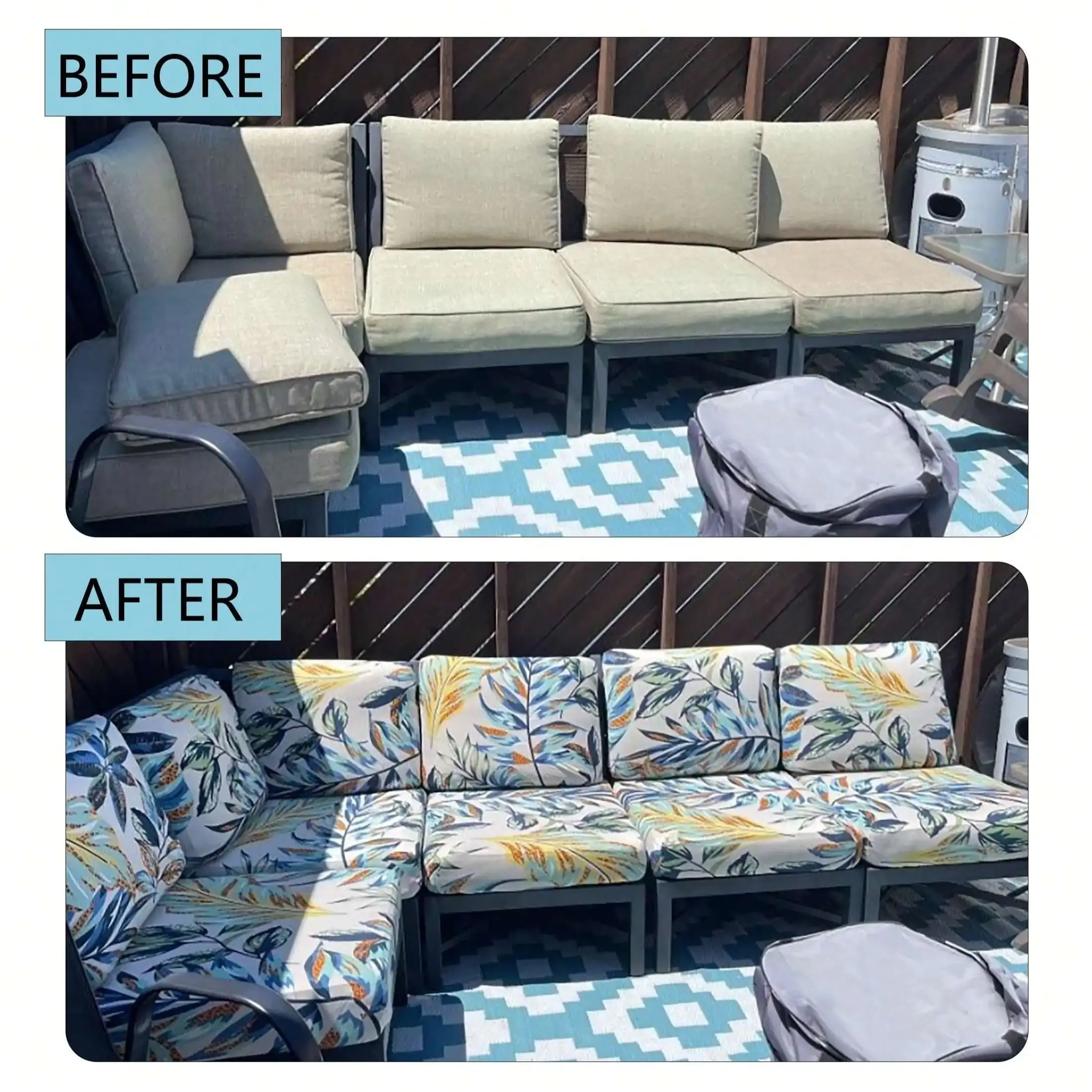 Outdoor Tropical Print Sofa Cushion Covers - Non-Slip Furniture Protectors, Replacement for Individual Seat Cushions 5