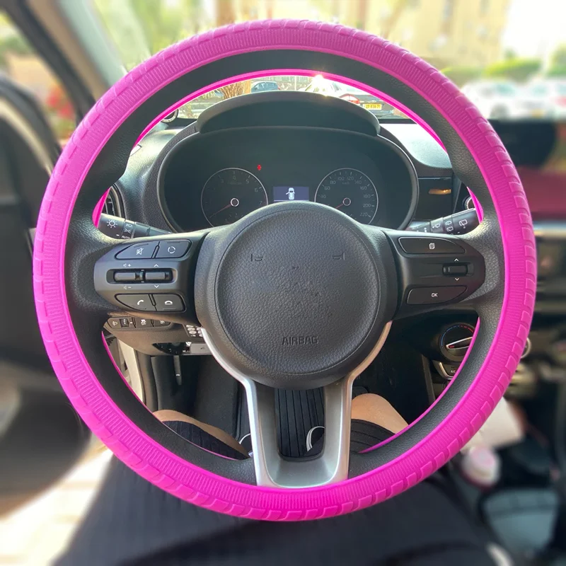 

Car Silicone Steering Wheel Cover Universal Texture Soft Multi Color Soft Silicon Steering Wheel Glove Automobiles Accessories