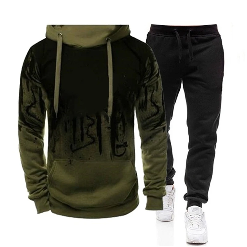 Zip Up Hoodie Fleece Hoodies Paris Print Hoodies Print Hoodies Fishing Hoodies Solid Color Hoodies Men's Set Hoodie Sets Men Tracksuit Sportswear Hoodies or Sweatpant Autumn Winter Male Warm Clothing Pullover Sweatshirts
